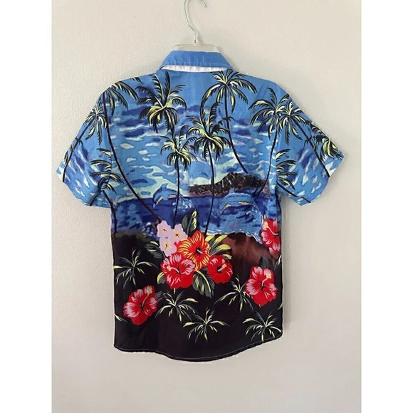 Palmwave Men's S Button Up Short Sleeve Hawaiian Shirt Flowers Palms Small - Picture 5 of 5
